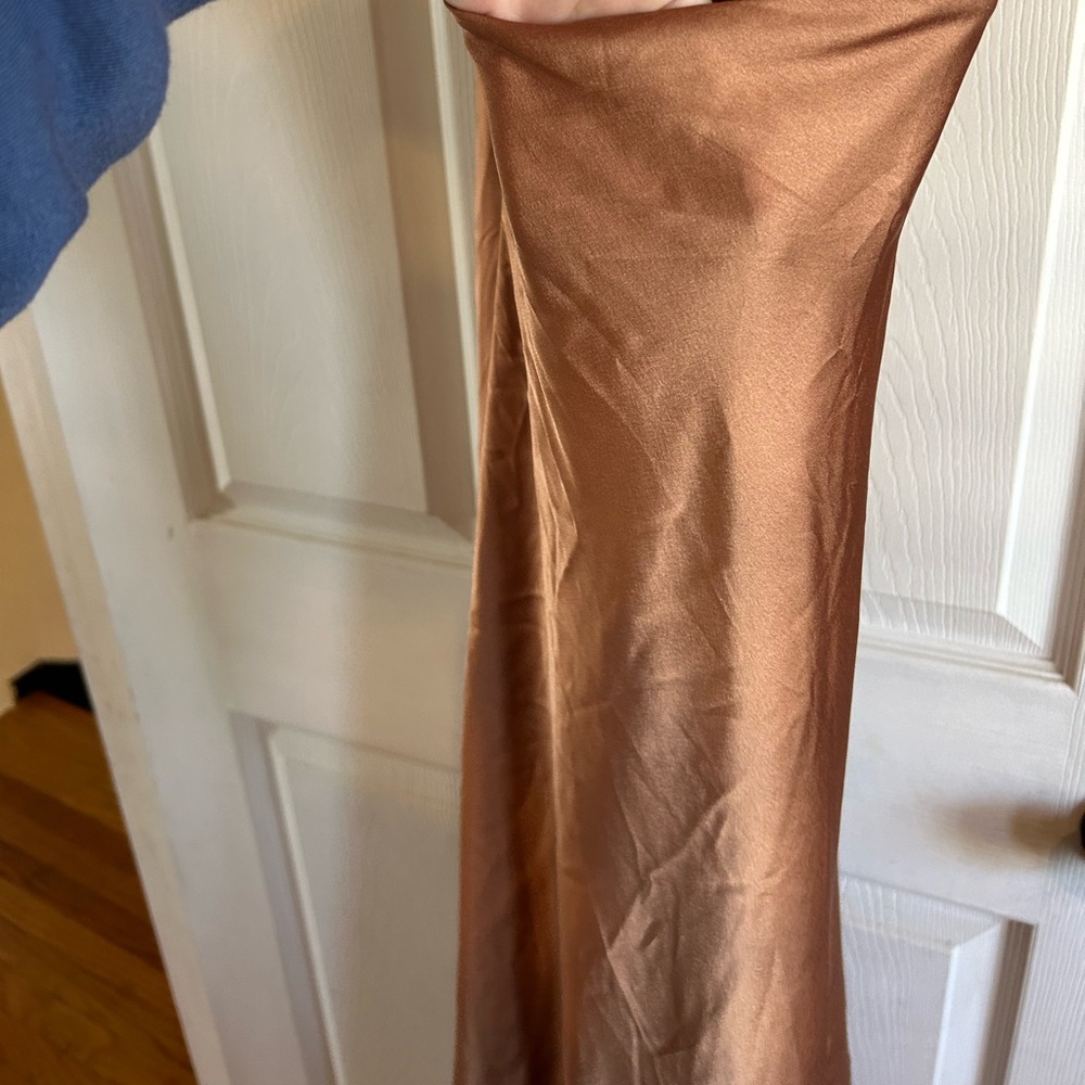 SMYM Jasmine Halter Maxi Dress in Copper Luxe Satin - Picture 6 of 11